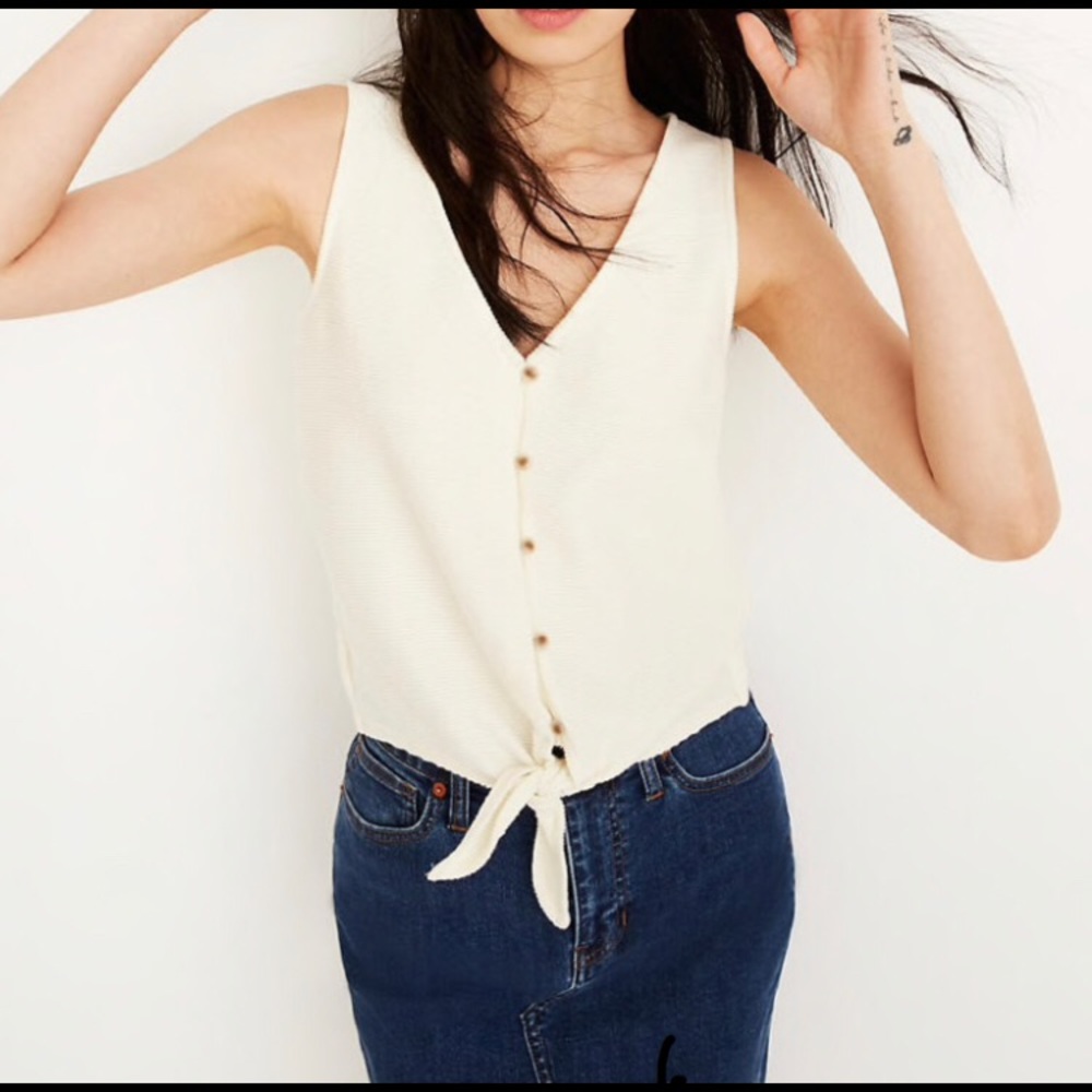 Madewell Texture & Thread tie front tank top XS